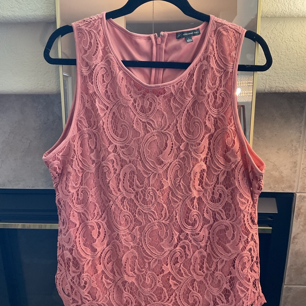 Adrianna Papell Pink Lace Embellished Blouse